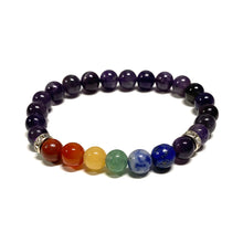 Load image into Gallery viewer, 7 Chakra and Amethyst Bracelet