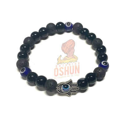 Evil Eye and Hamsa Lava Bead Bracelet