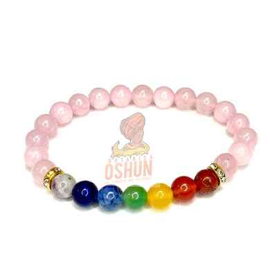 7 Chakra and Rose Quartz Bracelet